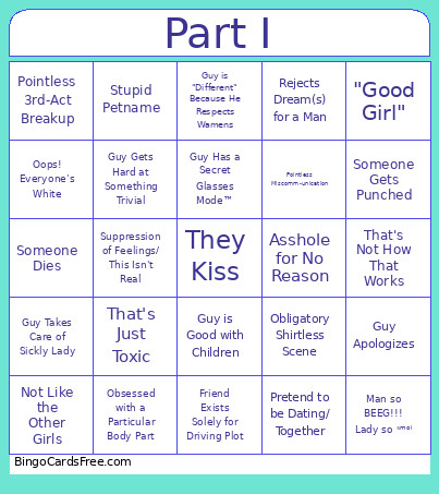 Rom Com Bingo Card
