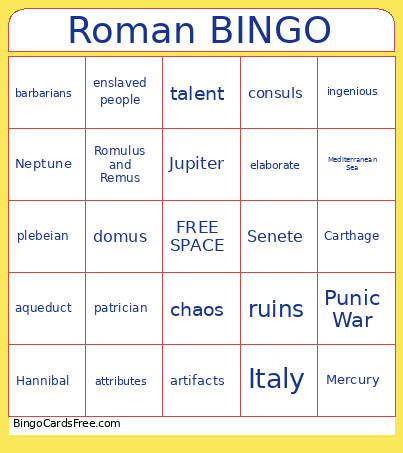 Roman Bingo Card