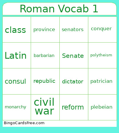 Roman Republic - Part 1 Bingo Card