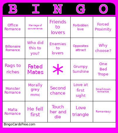 Romance Book Bingo Card