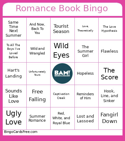 Romance Book Bingo Card