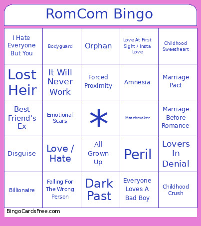 RomCom Bingo Card