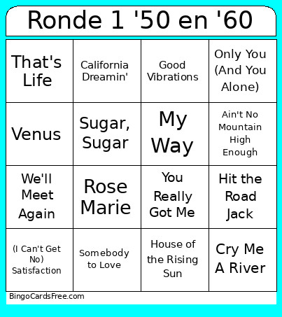 Ronde 1 '50 En '60 Bingo Card
