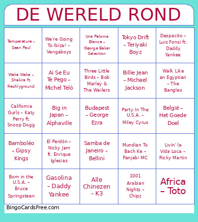 Ronde 1 DE WERELD ROND Bingo Card