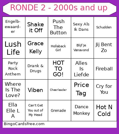 RONDE 2 - 2000s and up Bingo