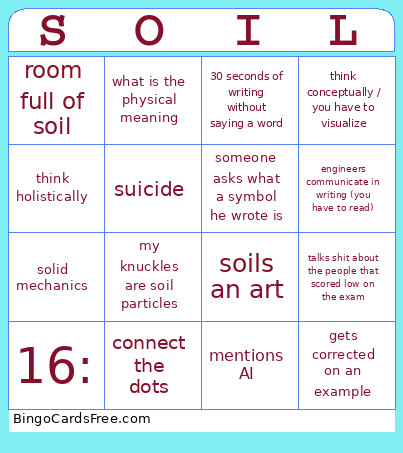 Room Full Of Soil Bingo Card