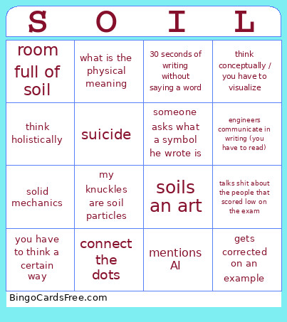 Room Full Of Soil Bingo Card