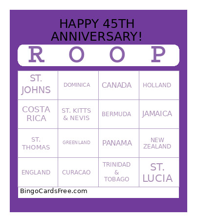 ROOPS Bingo Card