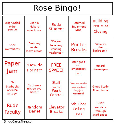Rose ! Bingo Card