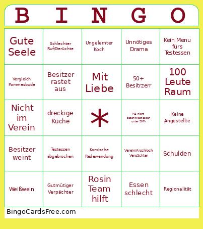 Rosin Bingo Card
