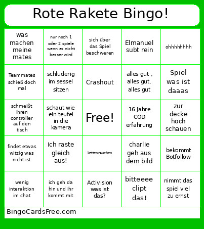 Rote Rakete ! Bingo Card