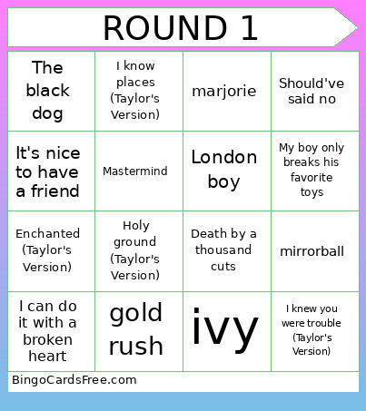 Round 1 Bingo Card