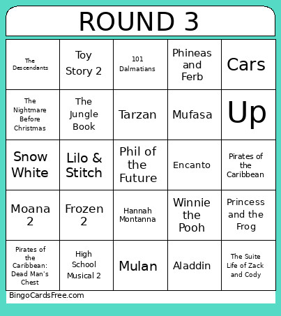 Round 3 Bingo Card