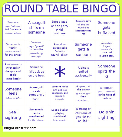 ROUND TABLE Bingo Card