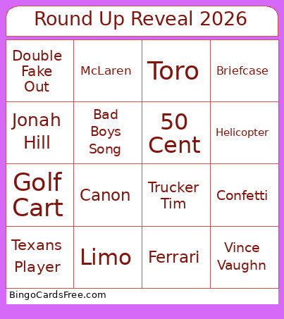 Round Up Reveal 2026 Bingo Card
