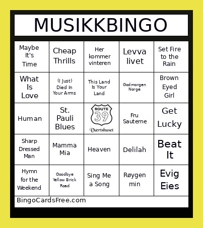 Route39-Værtshuset Bingo Card