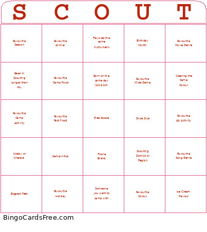 Rover Ball Bingo Card