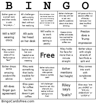 ROW Bingo Card