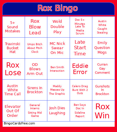 Rox Bingo Card