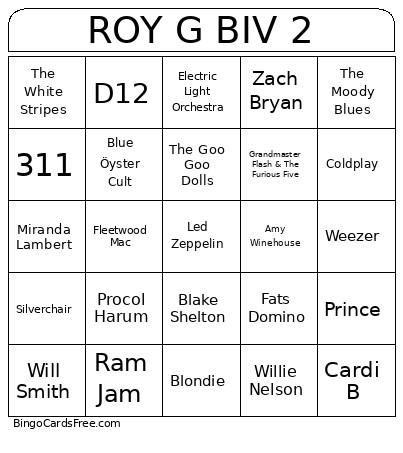 ROY G BIV 2 Bingo Card
