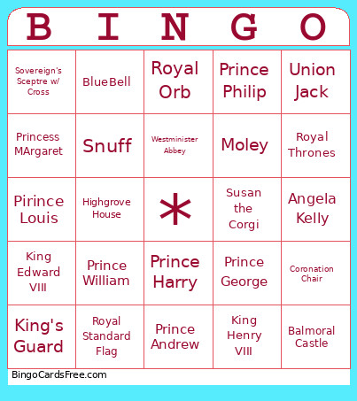 Royal Bingo Card