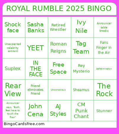 ROYAL RUMBLE 2025 Bingo Card 2