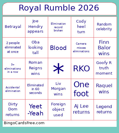 Royal Rumble 2026 Bingo Card 2