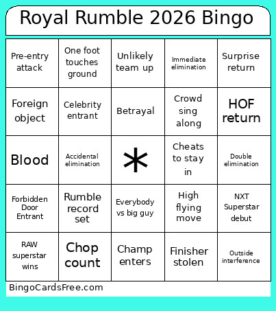 Royal Rumble 2026 Bingo Card 3