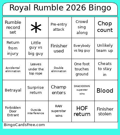 Royal Rumble 2026 Bingo Card