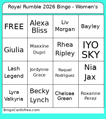 Royal Rumble 2026 - Women's Bingo Card