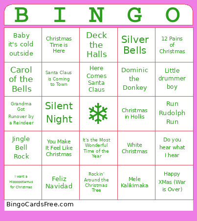 RPM Holiday Bingo Card