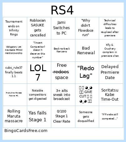 RS T4 Bingo Card