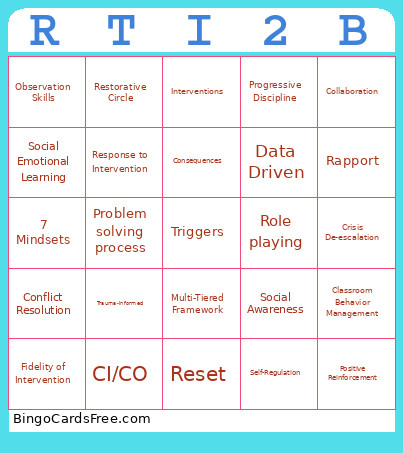 RTI2B Icebreaker Bingo Card