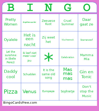 Rudie Bingo Card
