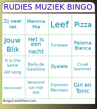 RUDIES MUZIEK Bingo Card