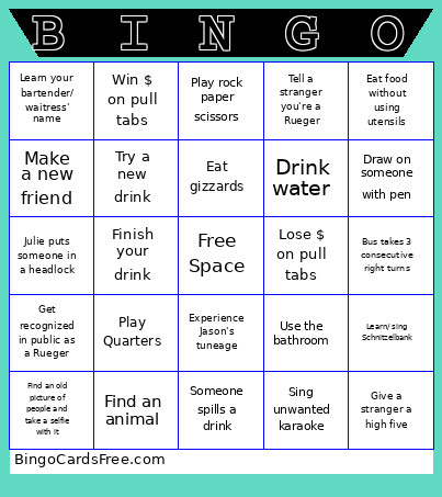 Rueger Run 2025 Bingo Card