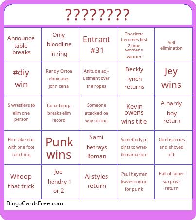 Rumble 2025 Bingo Cards Free Pdf Printable Game, Title: ????????