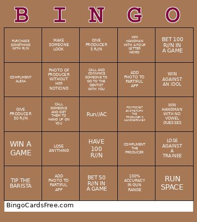 RUN//AC Bingo
