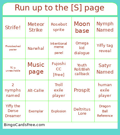 Run Up To The [S] Page Bingo Card