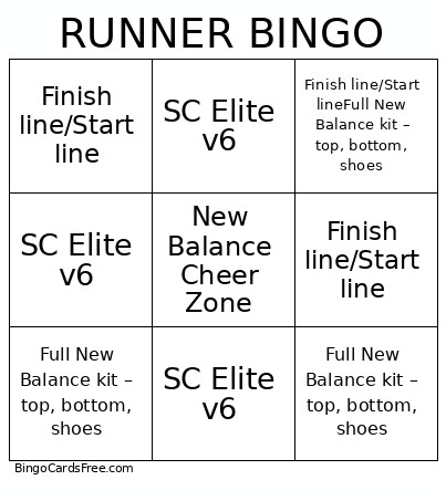 Runner 1 Bingo Card