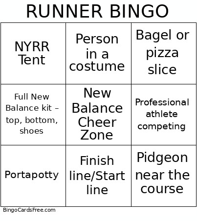 Runner Bingo Card 2