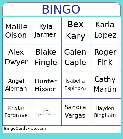 Runner's Bingo Card