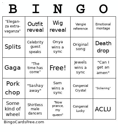 Rupaul Finale Bingo