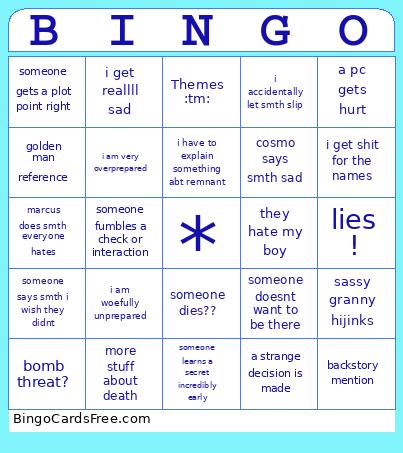 RWBYpaign Bingo