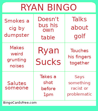 RYAN Bingo Card