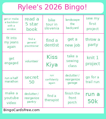 Rylee's 2026 ! Bingo Card