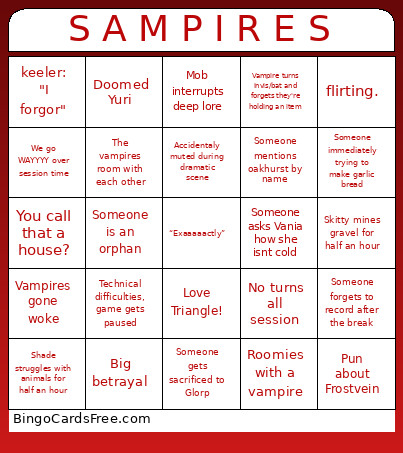 S A M P I R E S Bingo Card
