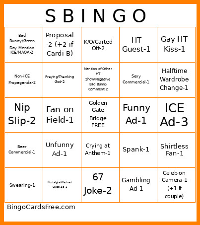 S B I N G O Bingo Card