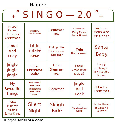 ₊˚ S I N G O — 2.0 ˚₊ Bingo Card