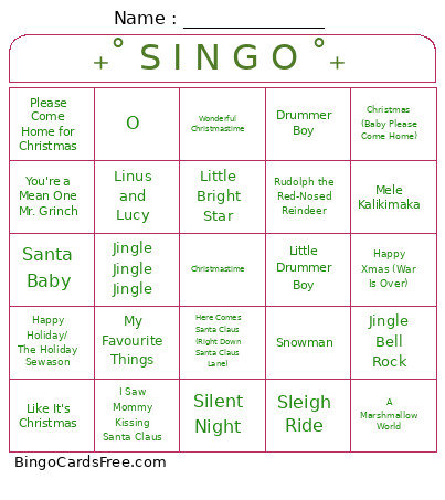 ₊˚ S I N G O ˚₊ Bingo Card